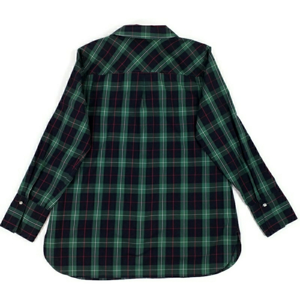 Talbots Blue Green Tartan Plaid Long Sleeve Popover Tunic Blouse Womens 6 - Picture 10 of 13